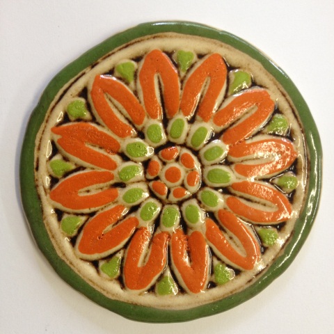535--flower-tile--orange-and-lime